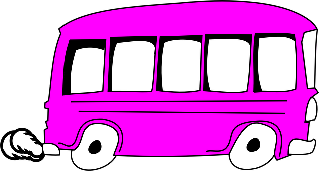 Pink Bus Graphic Illustration