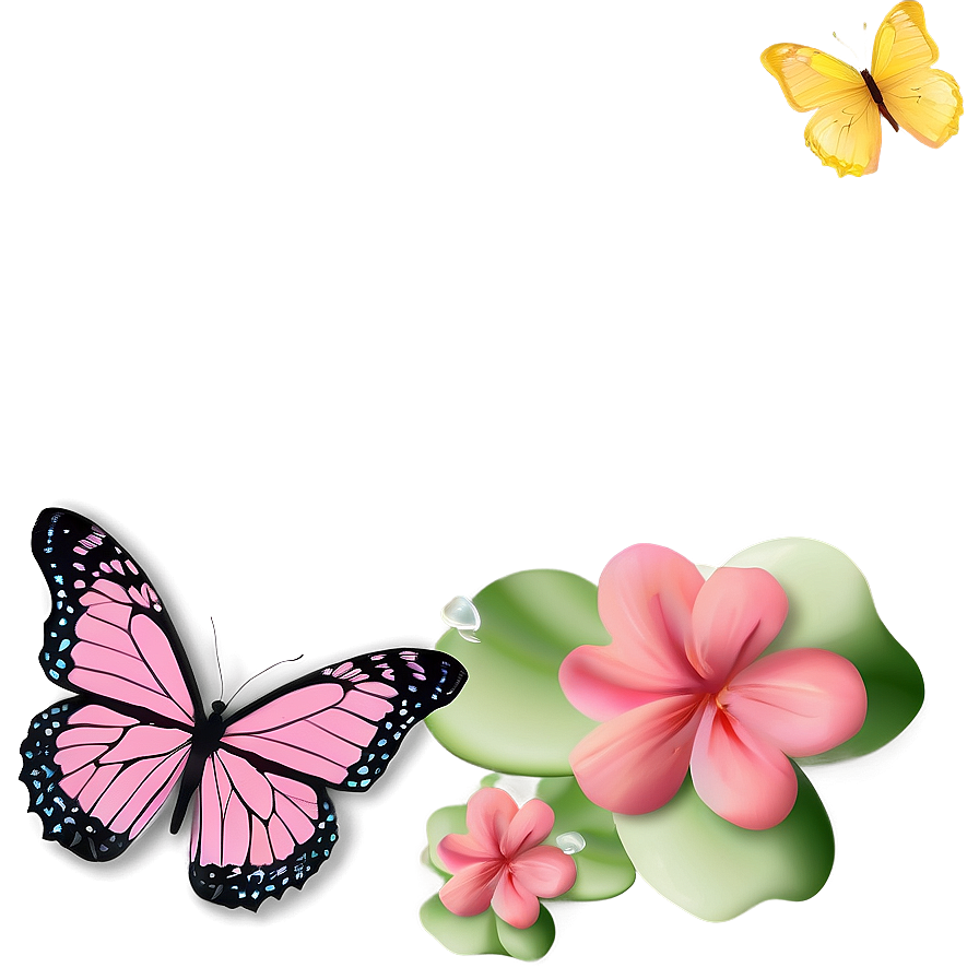 Pink Butterfly Border Png 10