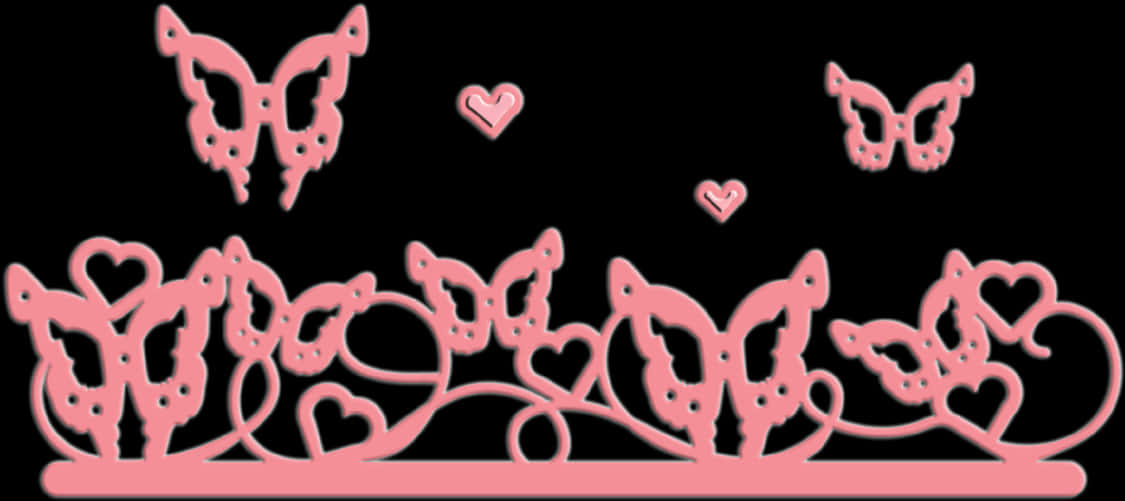 Pink Butterfly Hearts Design