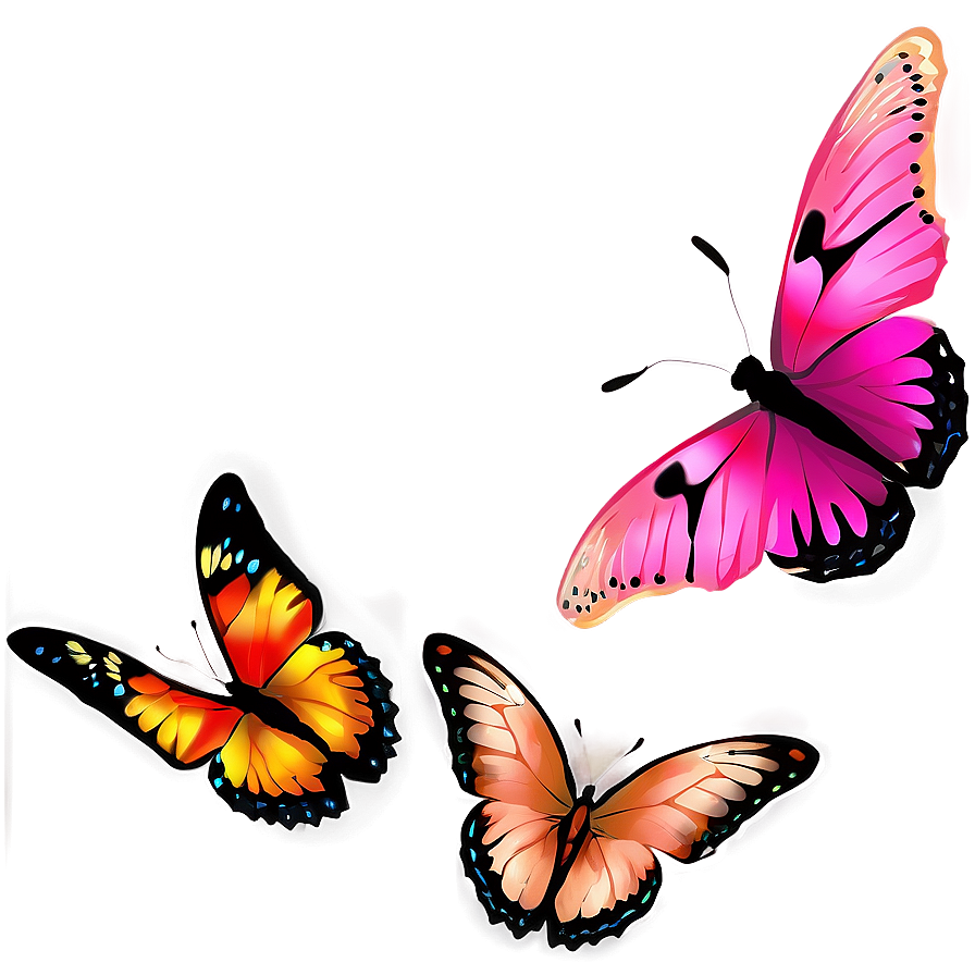 Pink Butterfly In Flight Png 70