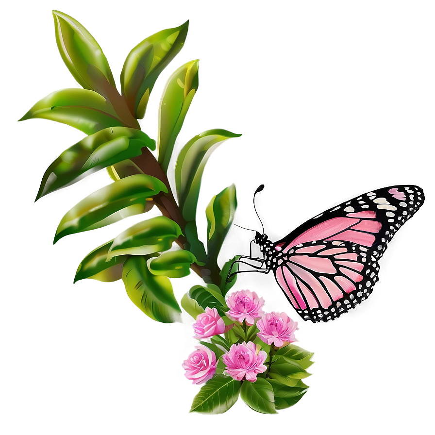 Pink Butterfly In Garden Png Lli