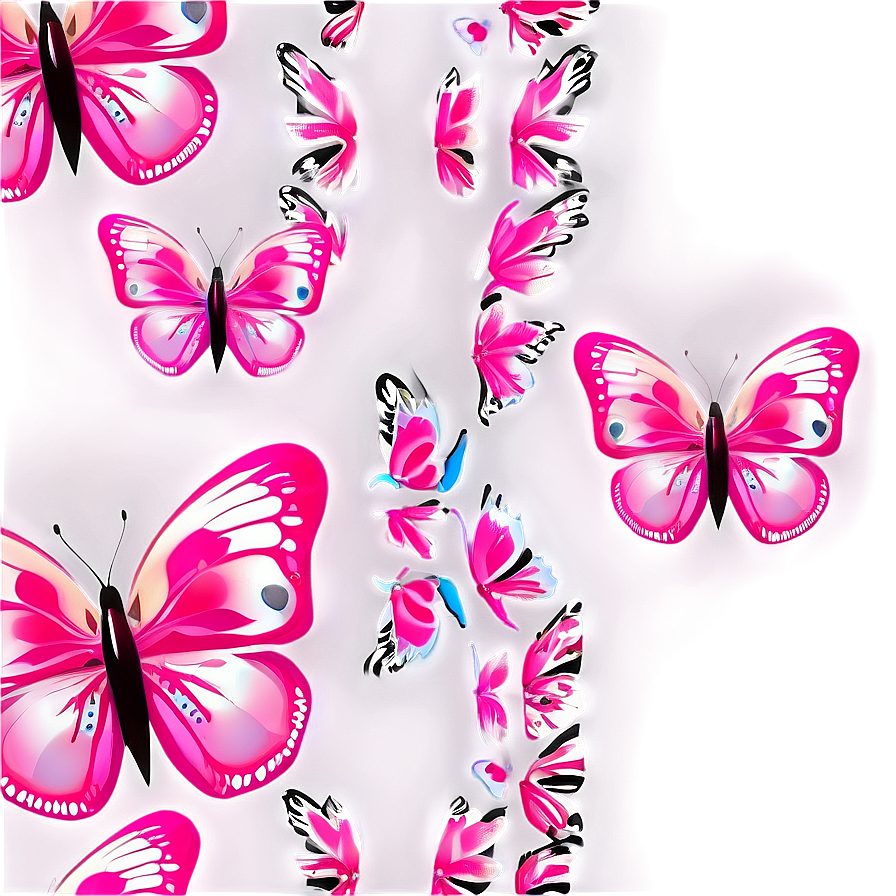 Pink Butterfly Pattern Background Png Vrm42