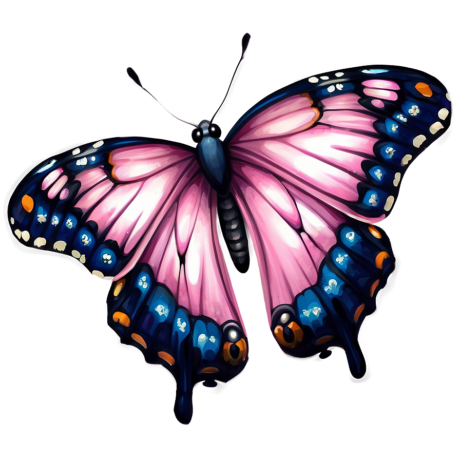 Pink Butterfly Realistic Artwork Png Vjm
