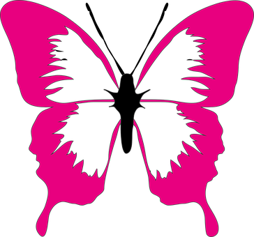 Pink Butterfly Silhouette Faces