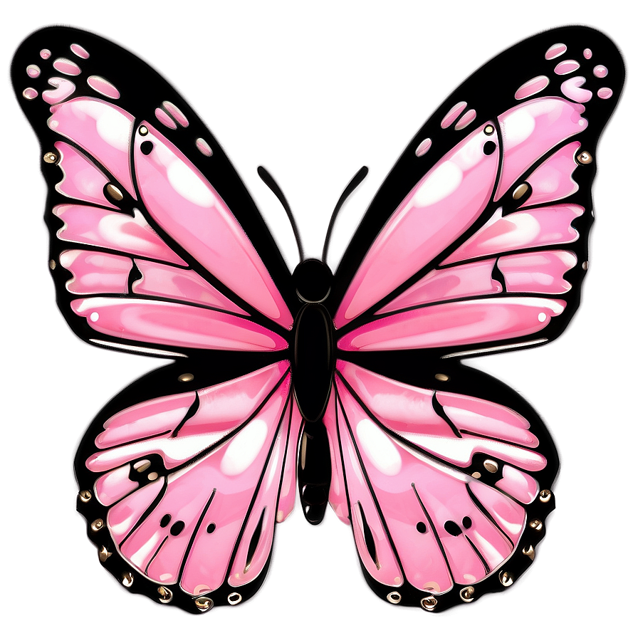 Pink Butterfly With Black Outline Png 72