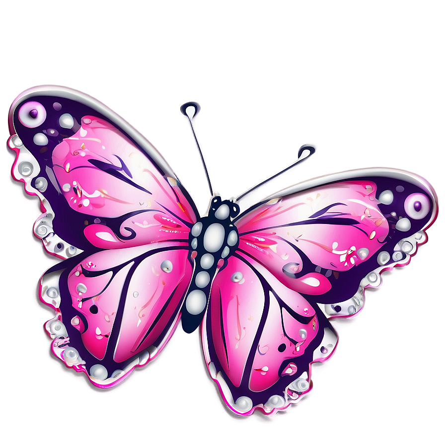 Pink Butterfly With Floral Elements Png 05232024