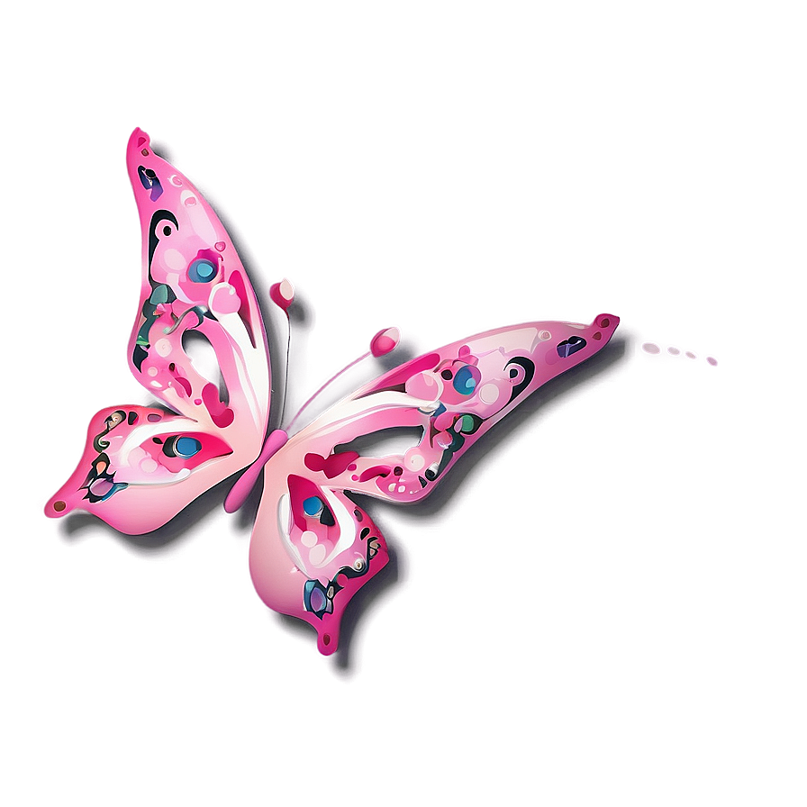 Pink Butterfly With Floral Elements Png 05232024