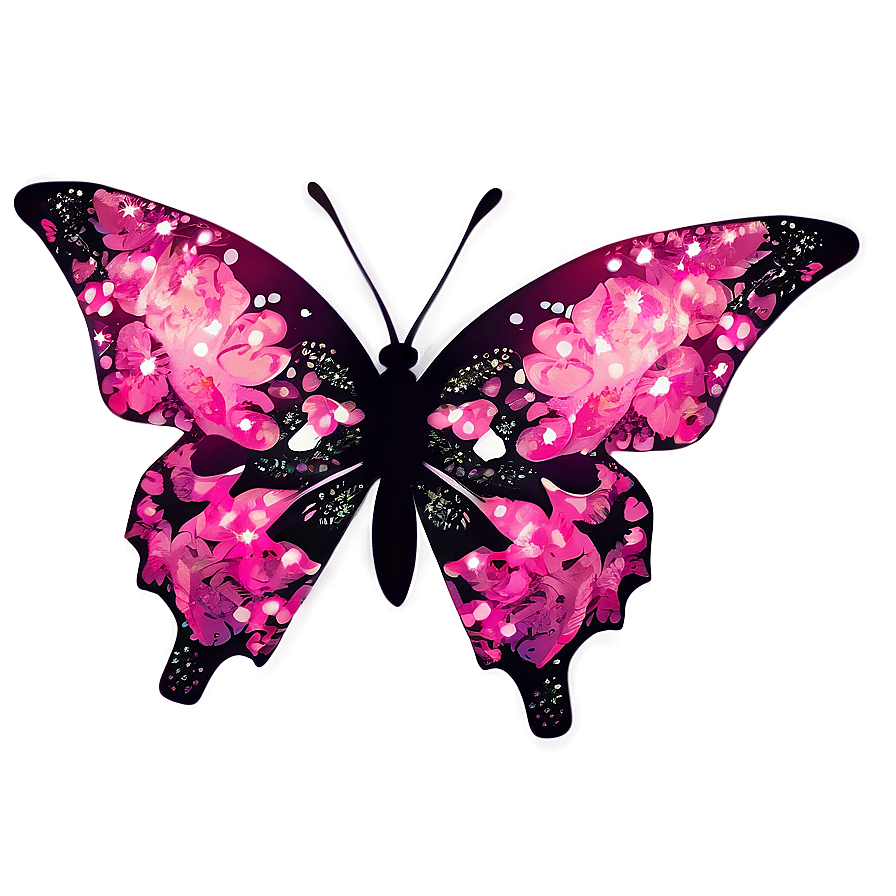 Pink Butterfly With Glitter Png Cty37