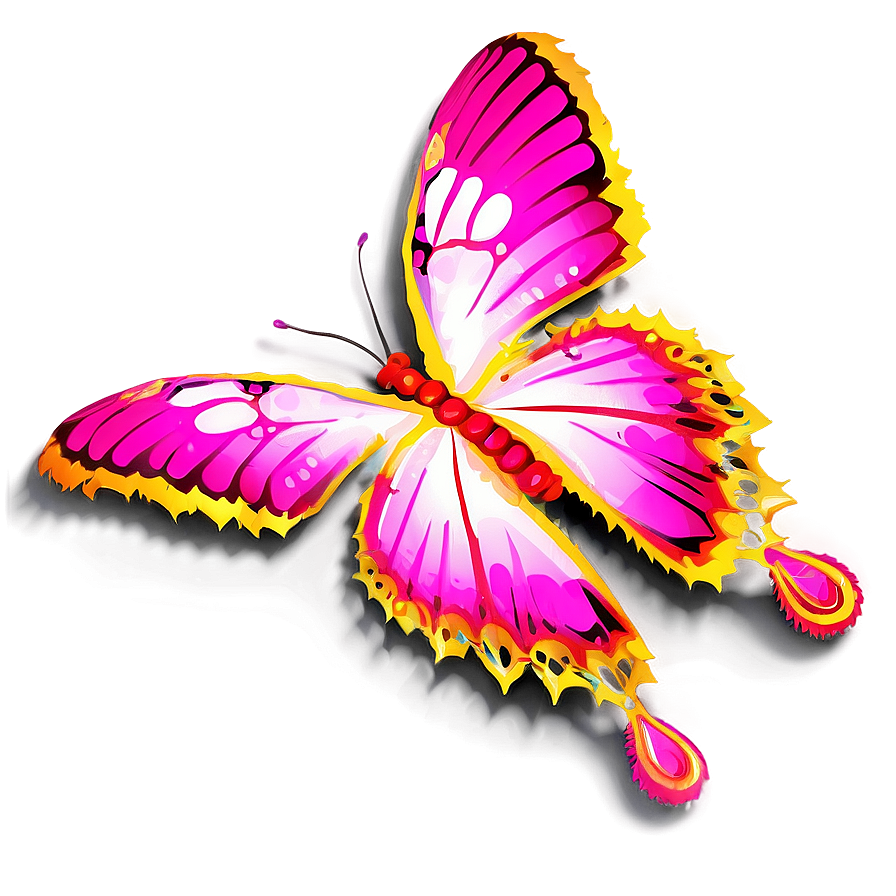 Pink Butterfly With Golden Edges Png Ovr