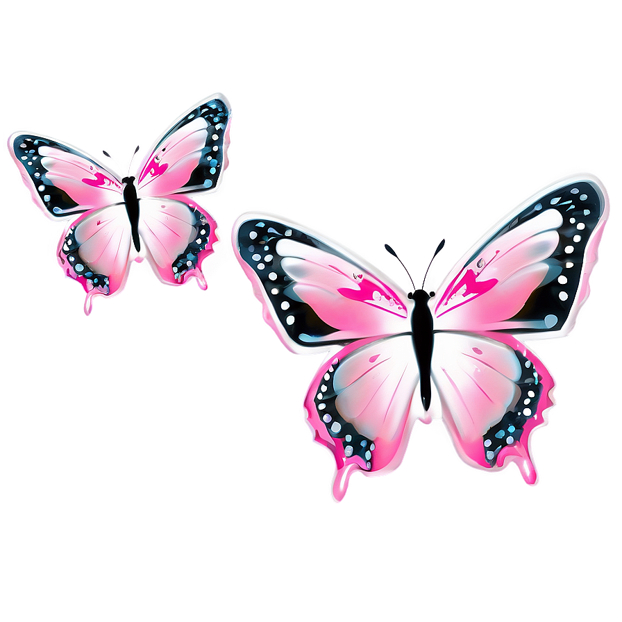 Pink Butterfly With Heart Details Png Wck