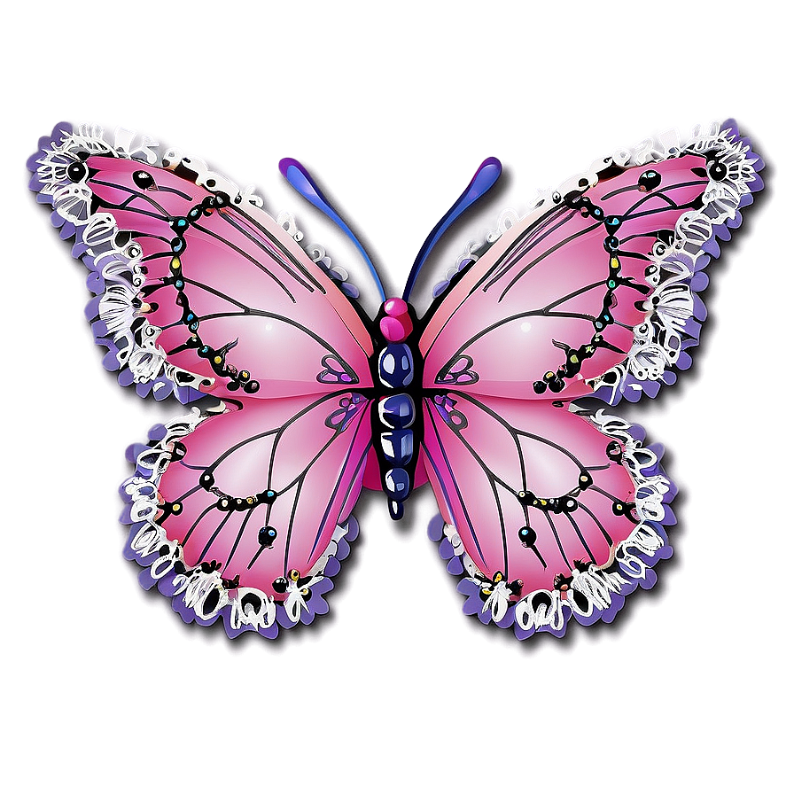 Pink Butterfly With Lace Wings Png 05232024