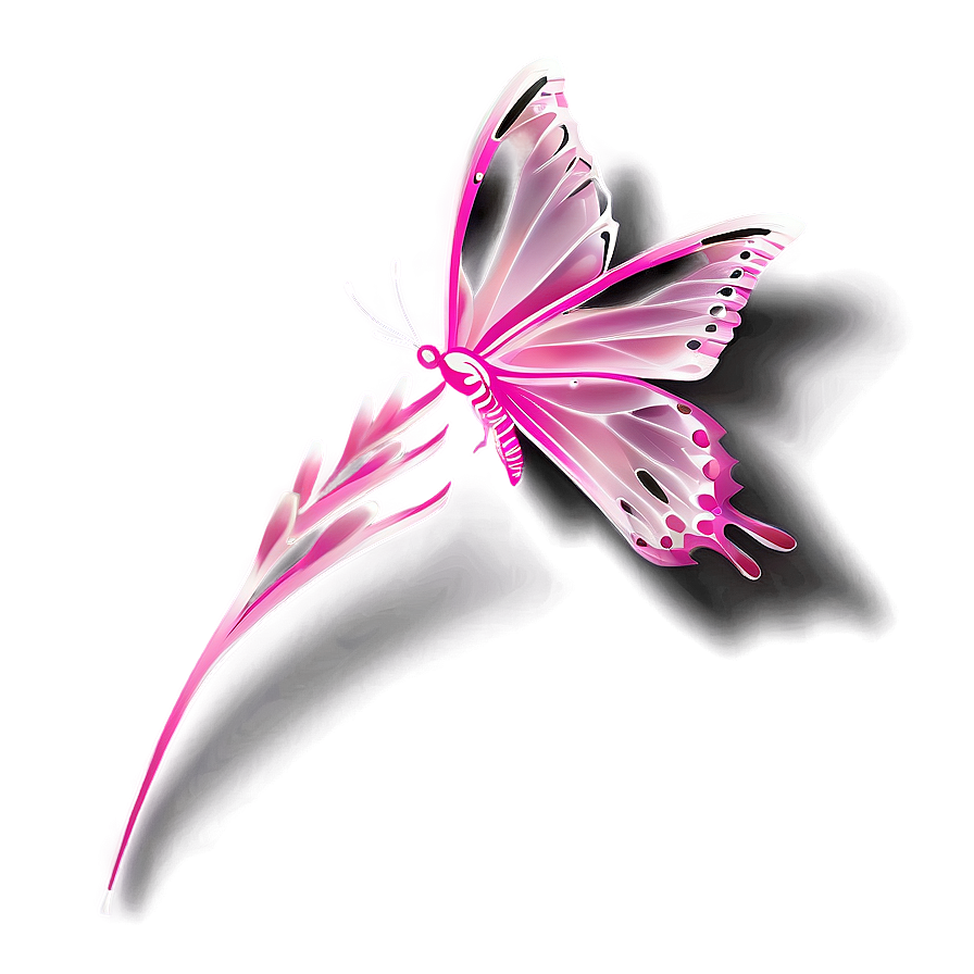 Pink Butterfly With Transparent Wings Png Hrq