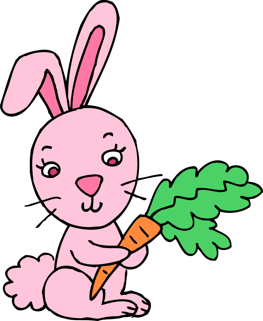 Pink Cartoon Bunnywith Carrot