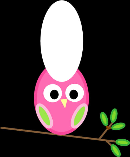 Pink Cartoon Owlon Branch