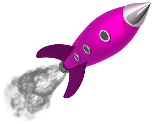 Pink Cartoon Rocket In Flight