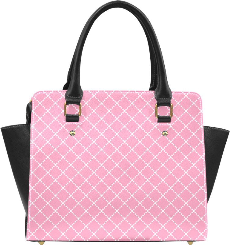 Pink Checkered Tote Handbag