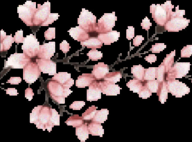 Pink Cherry Blossoms Artistic Representation