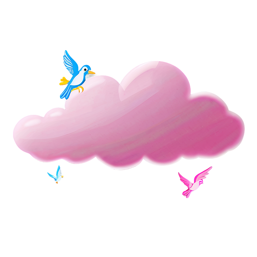 Pink Cloud With Birds Flying Png Ynn94