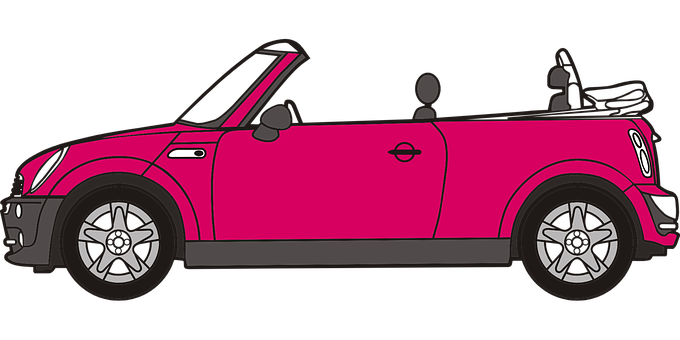 Pink Convertible Cartoon Car