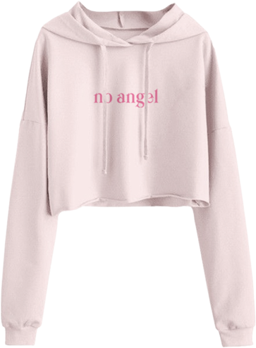 Pink Crop Top Hoodie No Angel Print