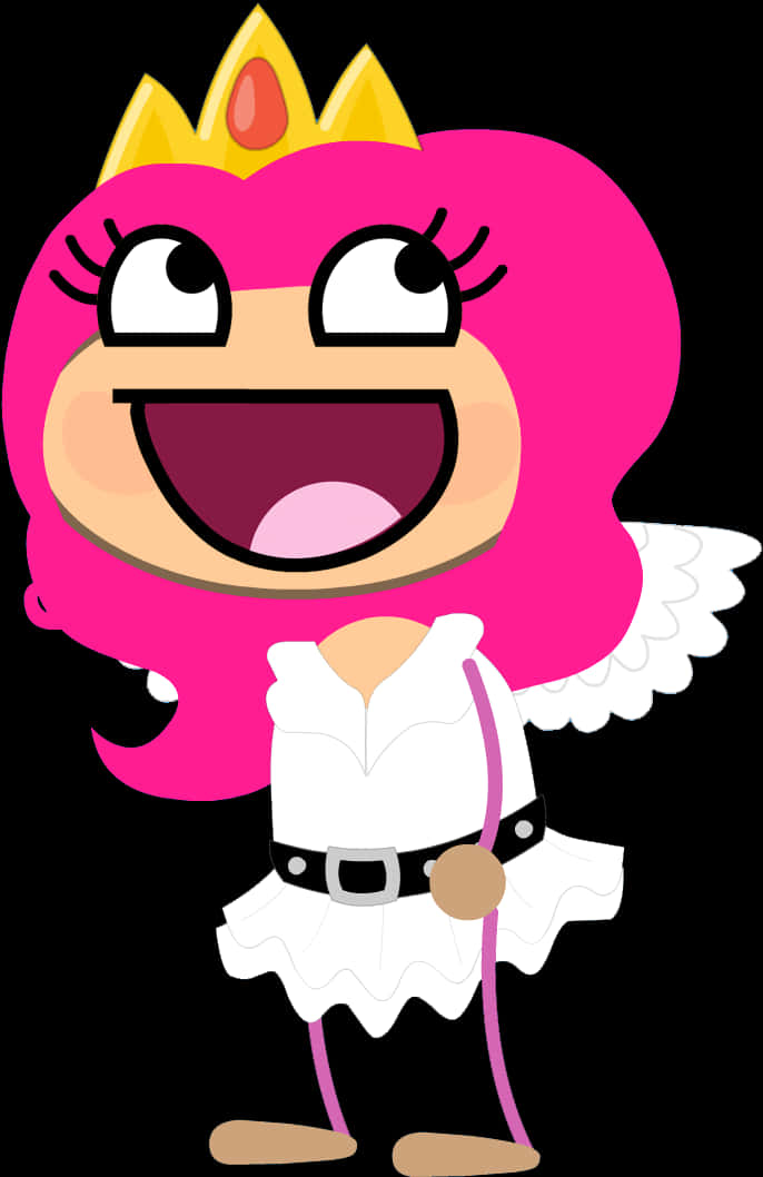 Pink Crowned Cartoon Character