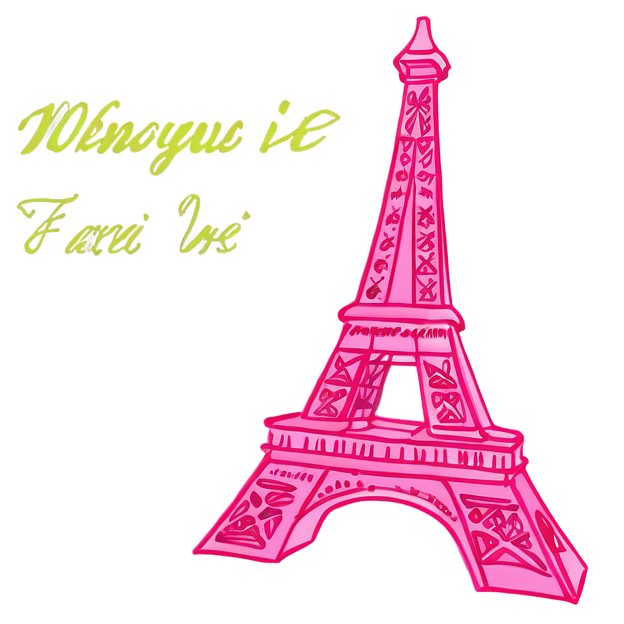 Pink Eiffel Tower Art Png Nnw4