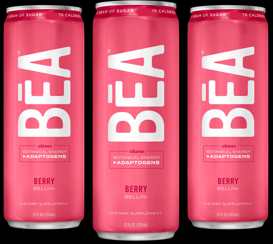 Pink Energy Drink Cans Berry Bellini