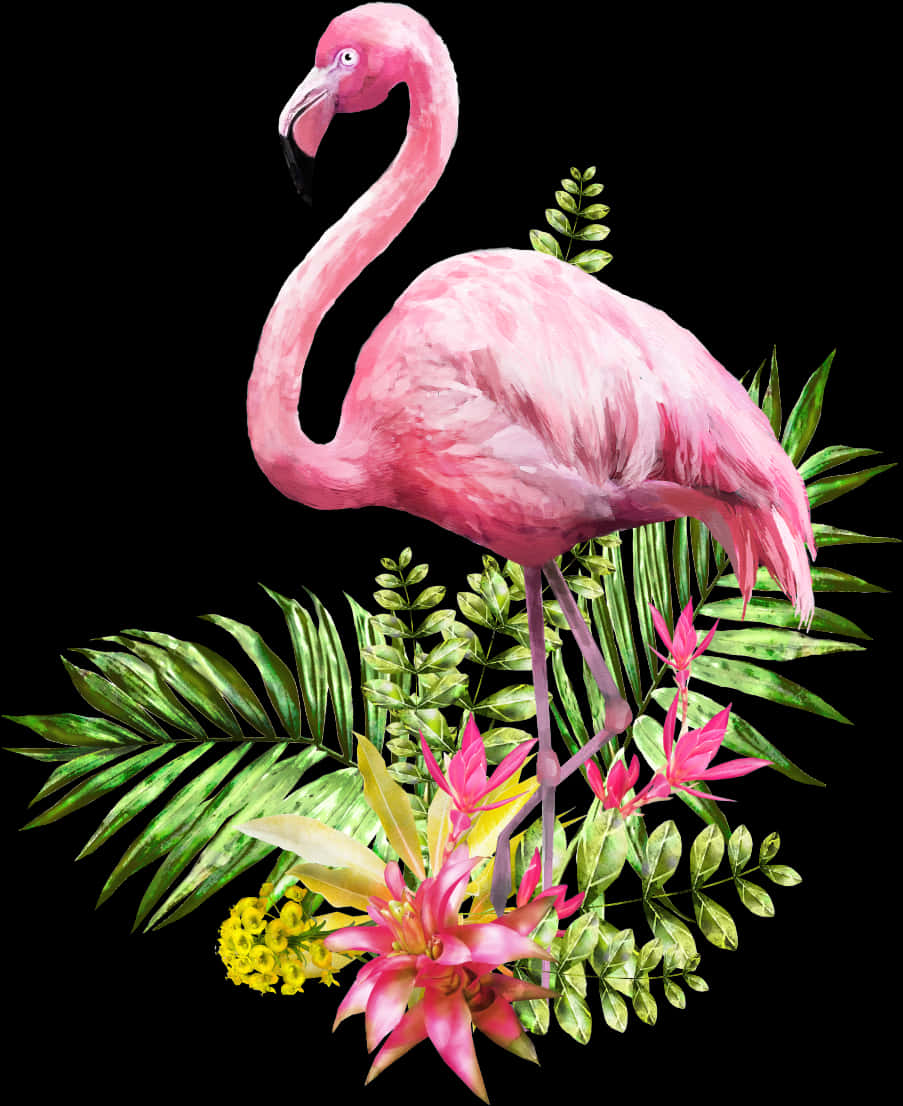 Pink Flamingo Tropical Foliage