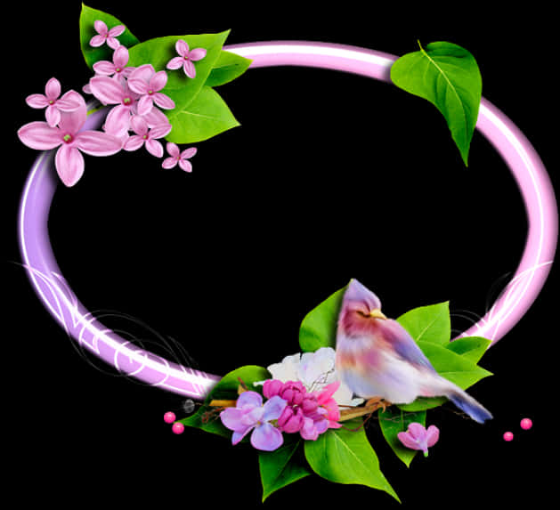 Pink_ Floral_ Bird_ Frame