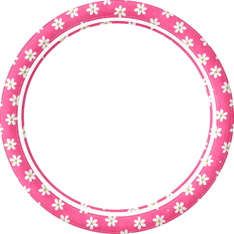 Pink Floral Circle Frame