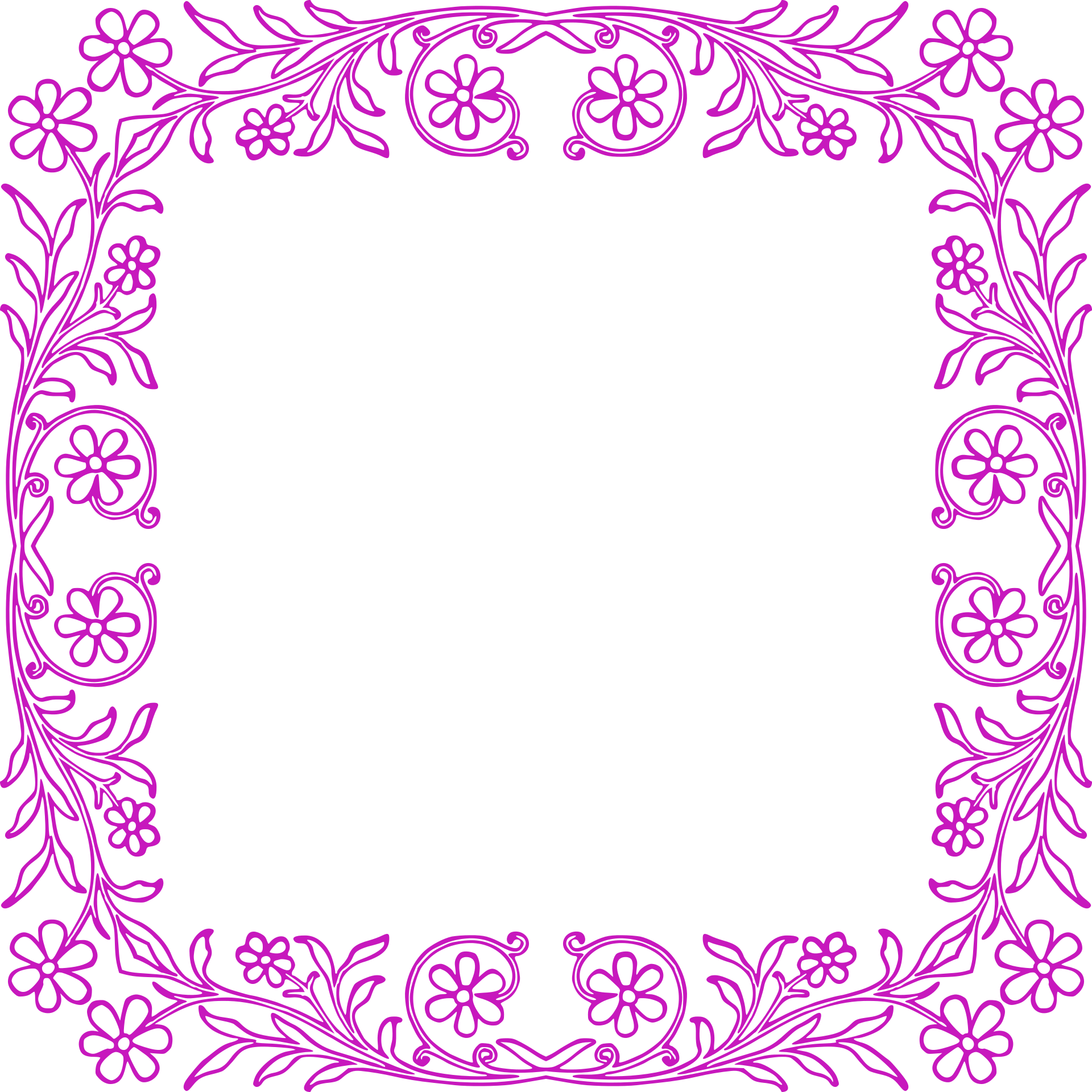 Pink Floral Frameon Blue Background