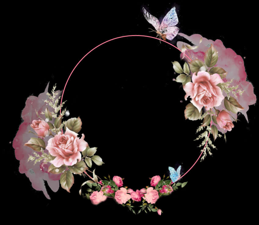 Pink_ Floral_ Wreath_with_ Butterflies