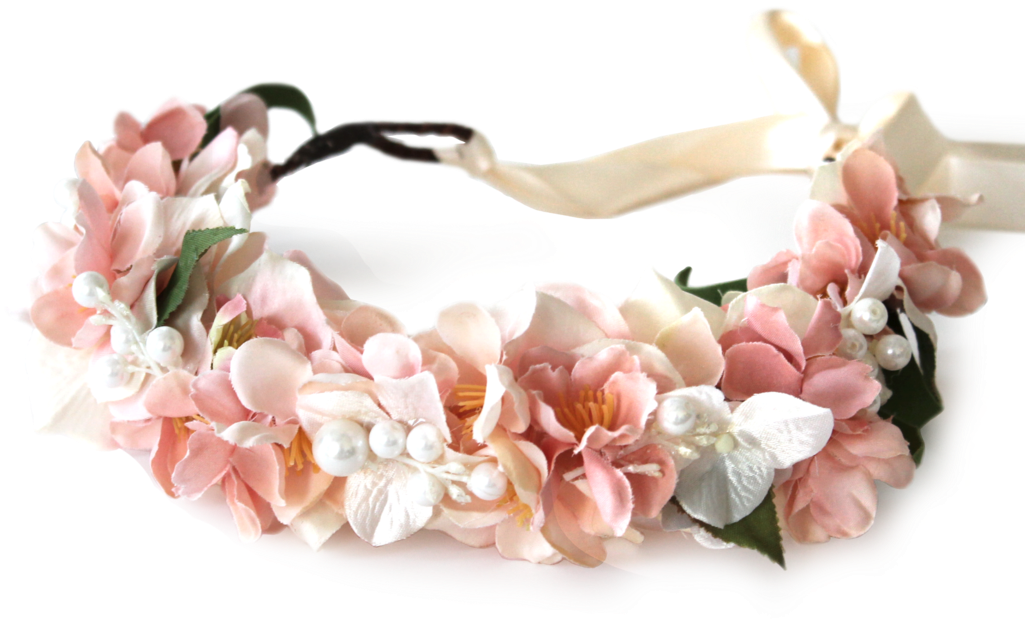 Pink Floral Wreathwith Pearlsand Ribbon