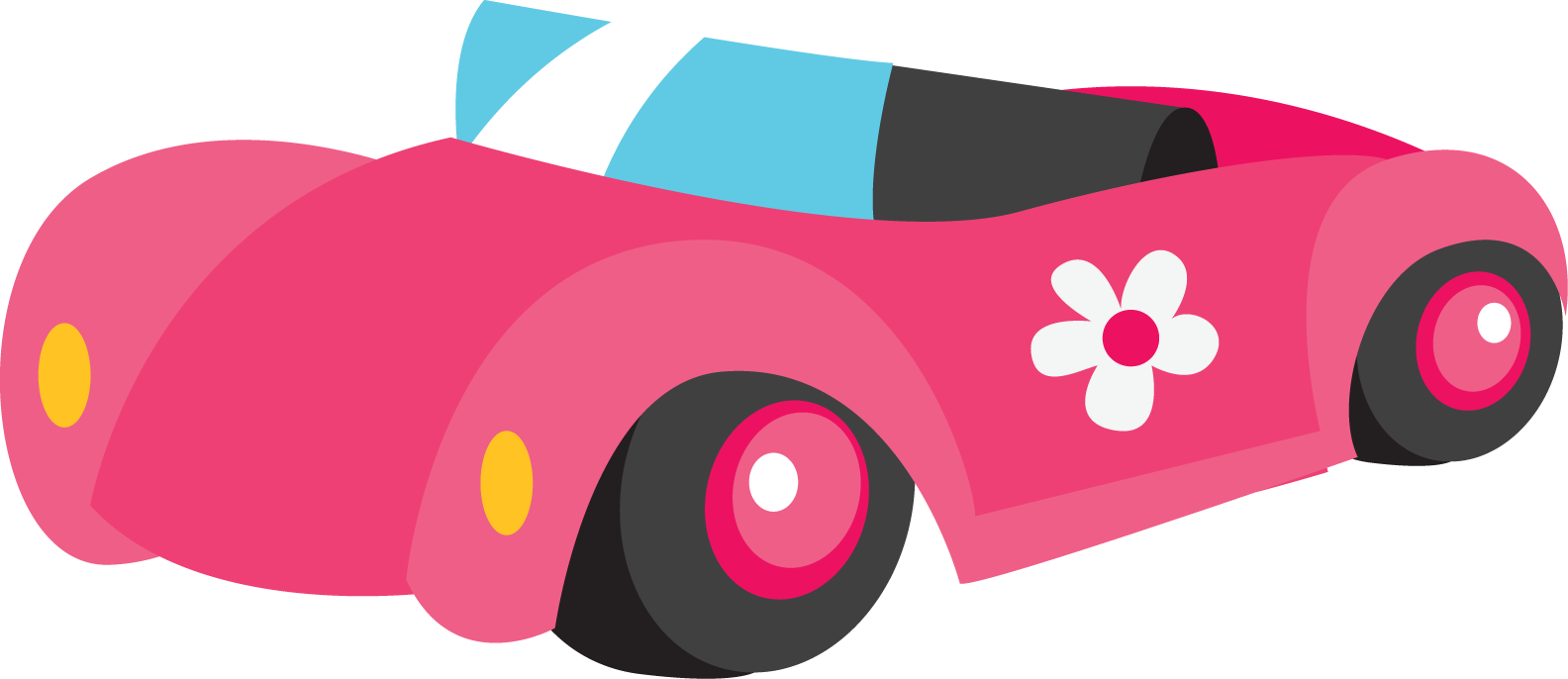 Pink Flower Cartoon Car