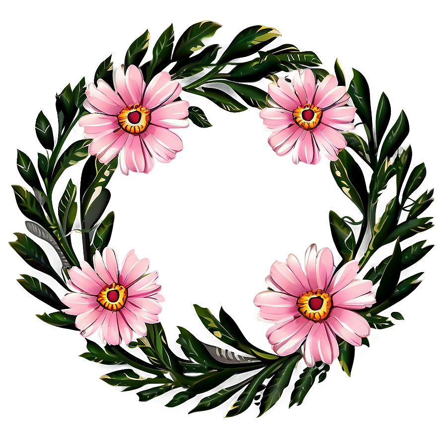 Pink Flower Wreath Png 05242024