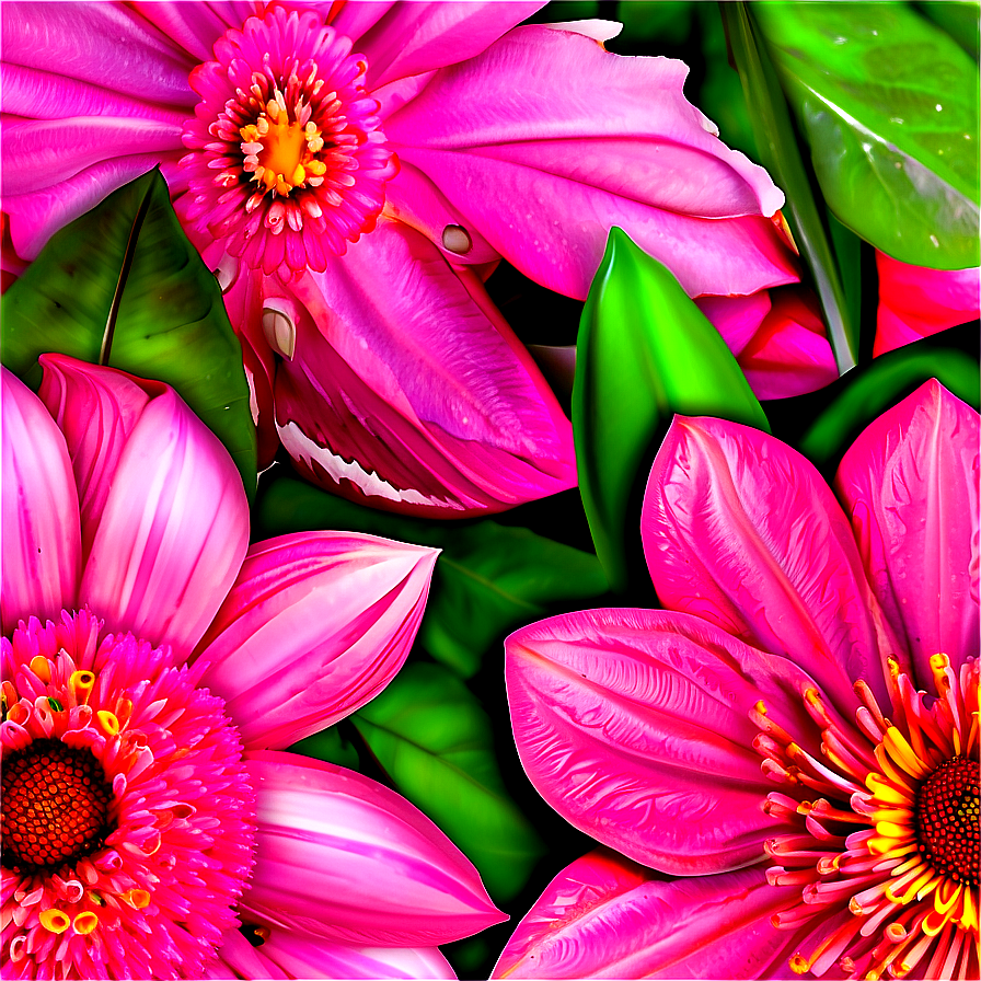 Pink Flowers Design Png Jyn