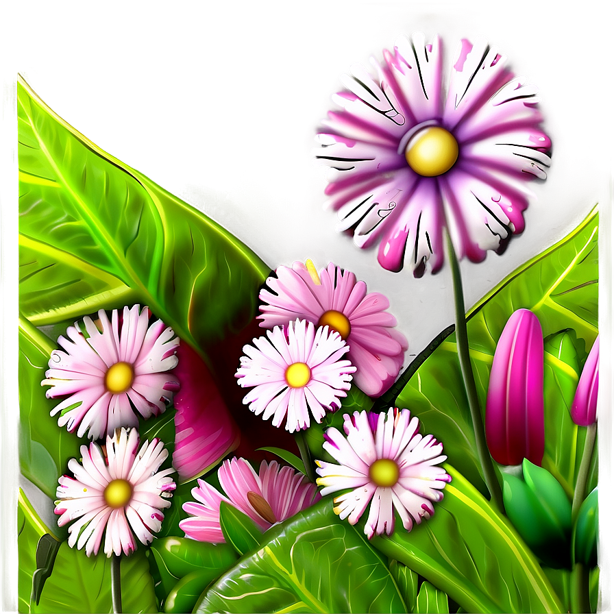 Pink Flowers Field Png 78