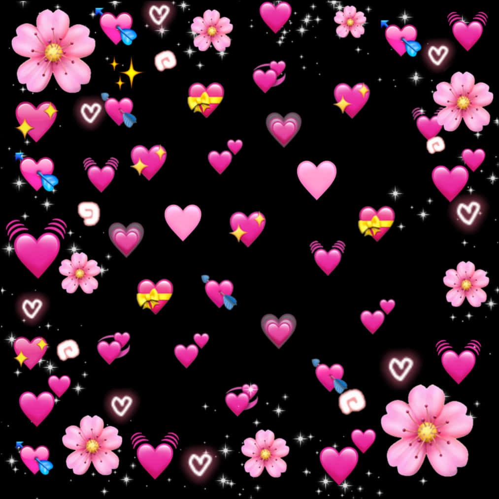 Pink Flowersand Hearts Pattern