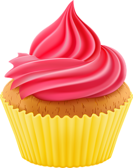 Pink Frosted Cupcake Illustration