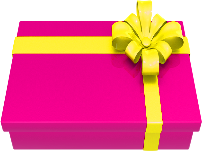 Pink Gift Box Yellow Ribbon