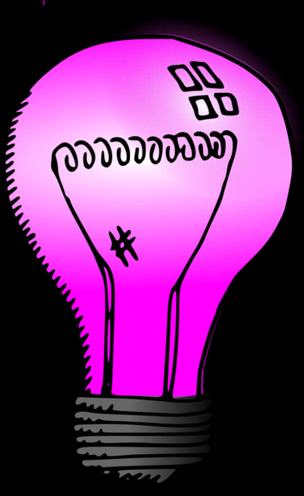 Pink Glowing Light Bulb Illustration