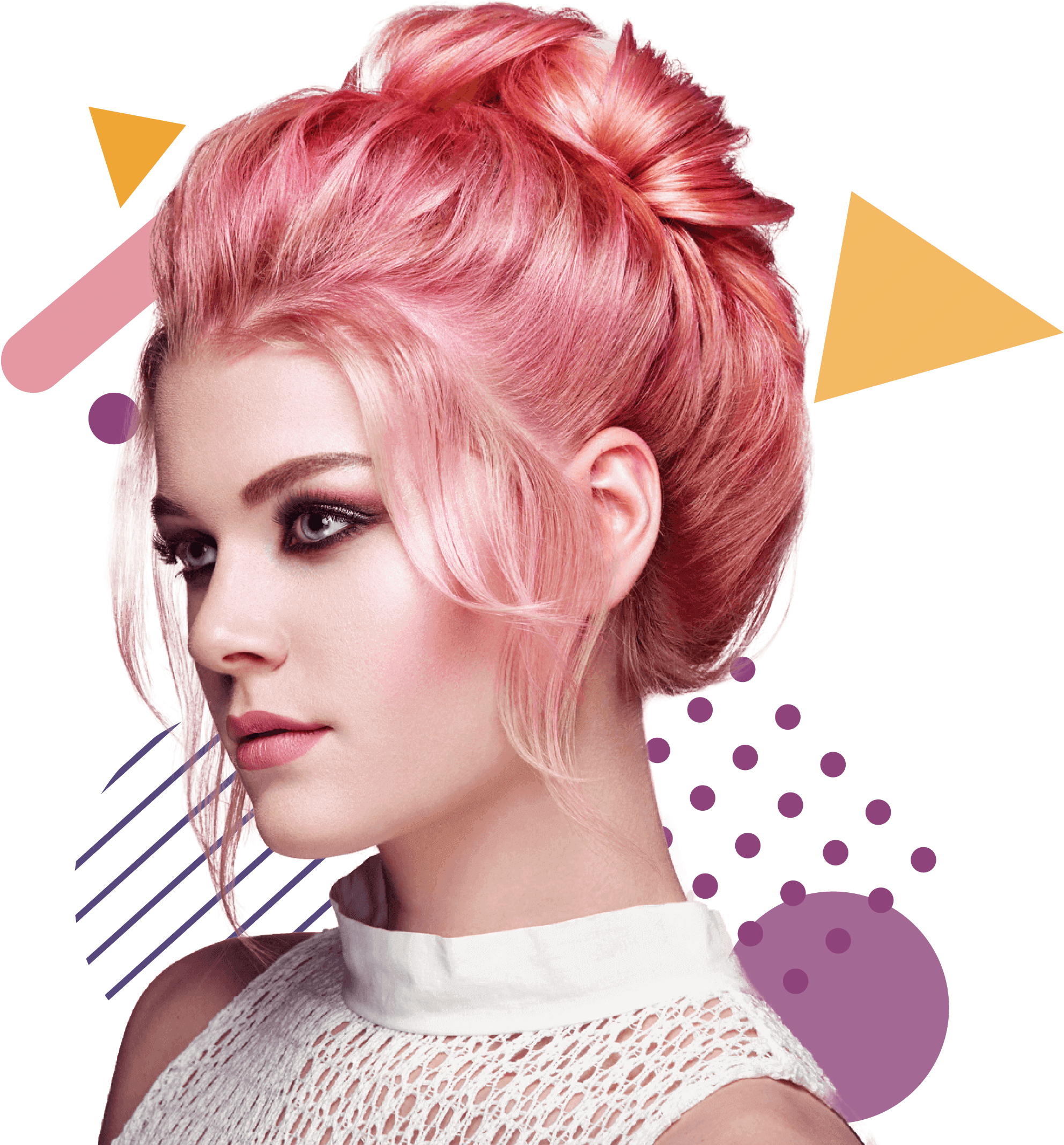 Pink Hair Updo Style Woman