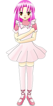 Pink Haired Anime Girl Standing