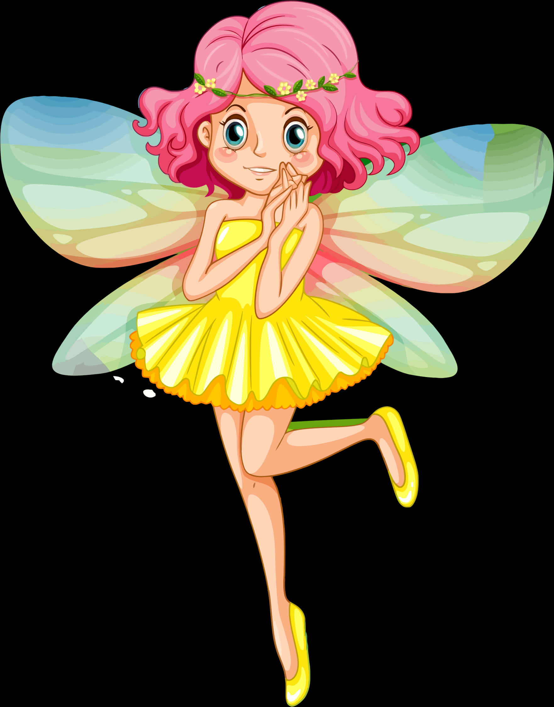 Pink Haired Fairy Yellow Dress