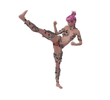 Pink Haired Figure High Kick