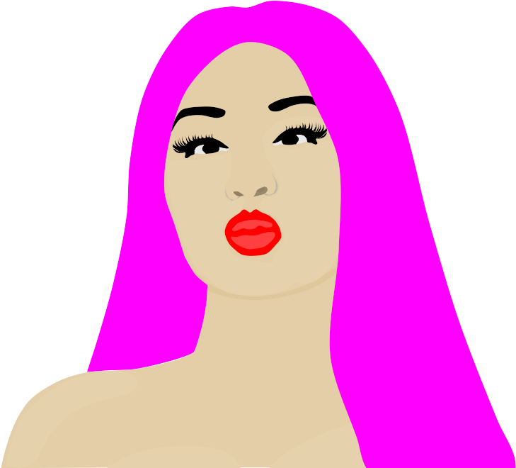 Pink Haired Icon Illustration