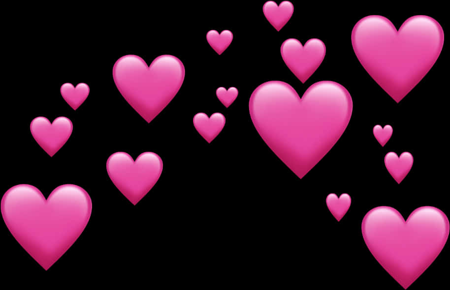 Pink Heart Emojis Black Background