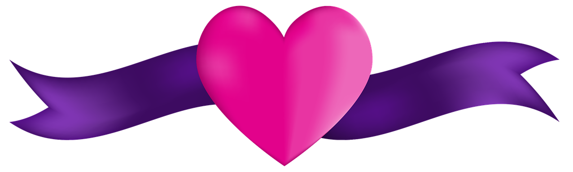 Pink Heart Purple Banner Graphic