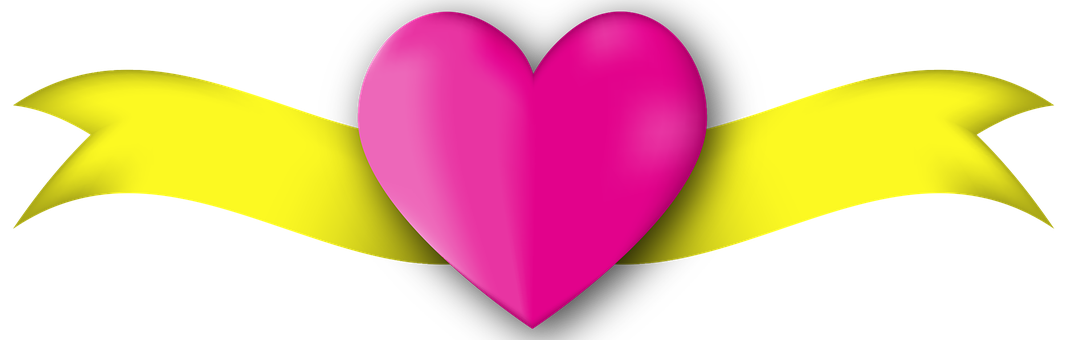 Pink Heart Yellow Banner Graphic