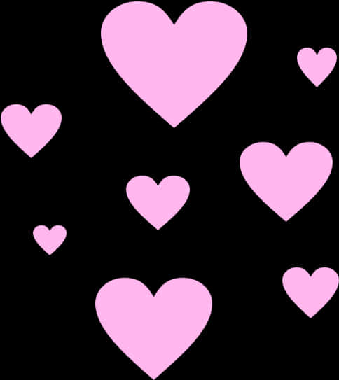 Pink Heartson Black Background